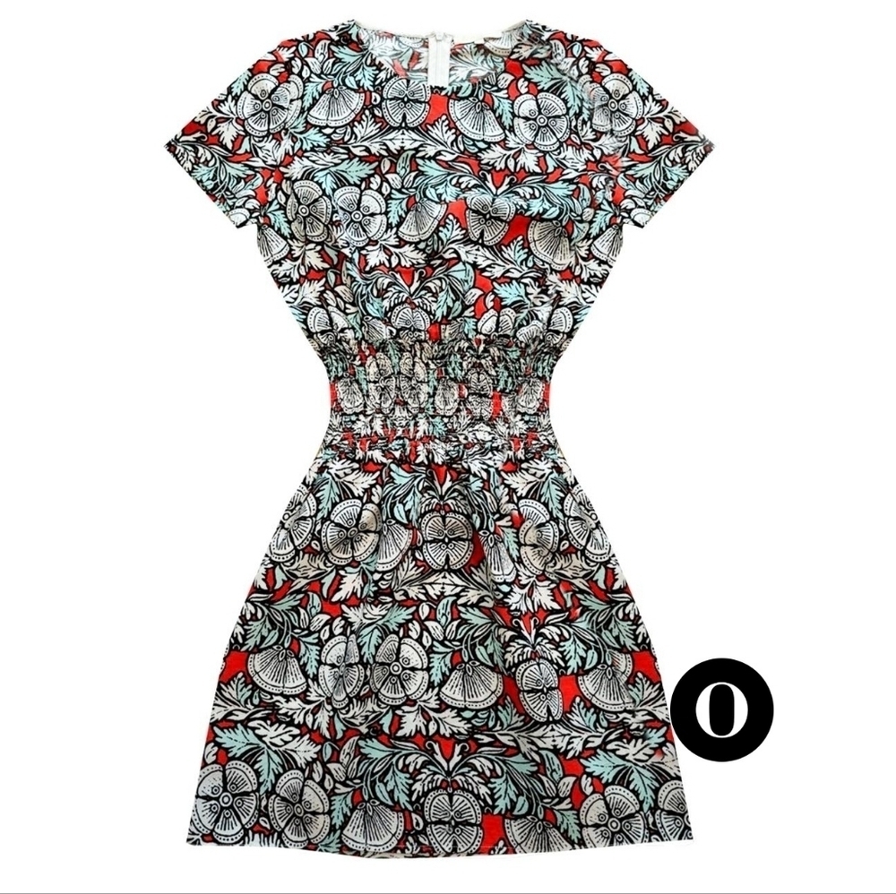 Maje Women's Multicolored Floral Linen Mini Popover Dress Size 1 / US Small